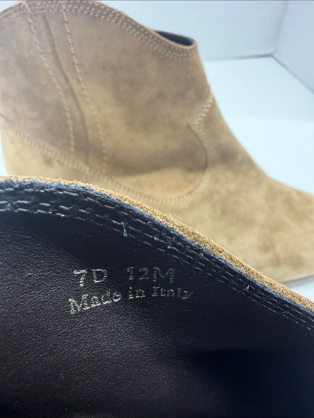 SAS Dylan Boots Low Ankle Booties High Heeled Suede Tan Camel Women's Size 12